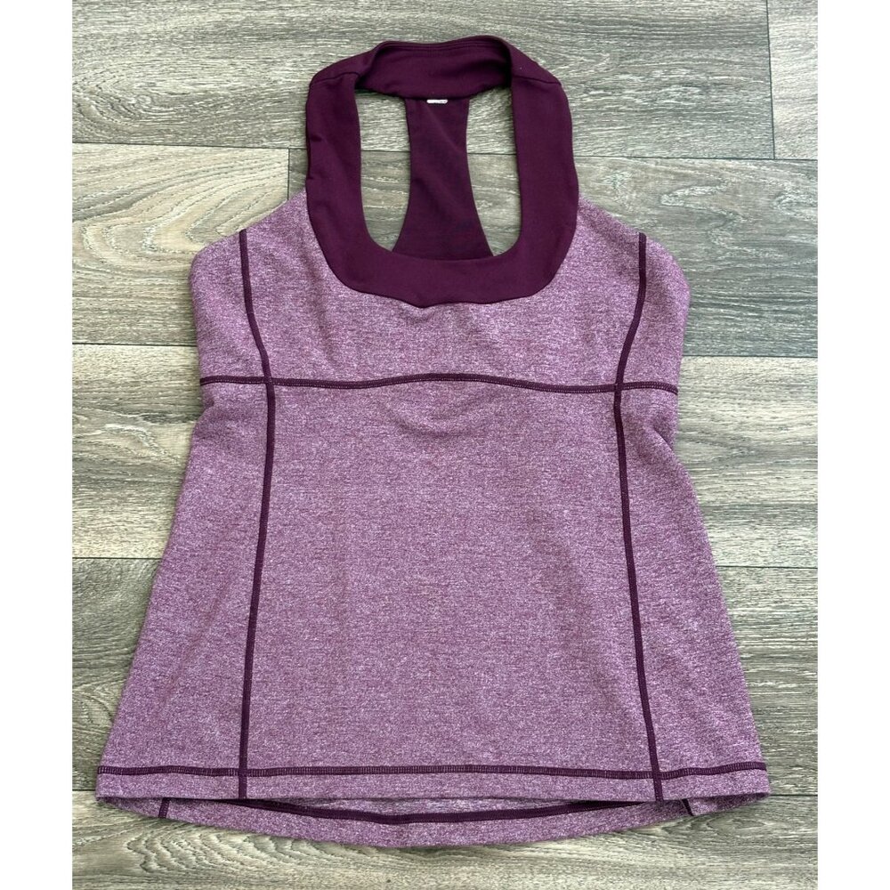 Lululemon Women's Scoop Neck Racerback Tank Built In Unpadded Bra Size 10 Purple
